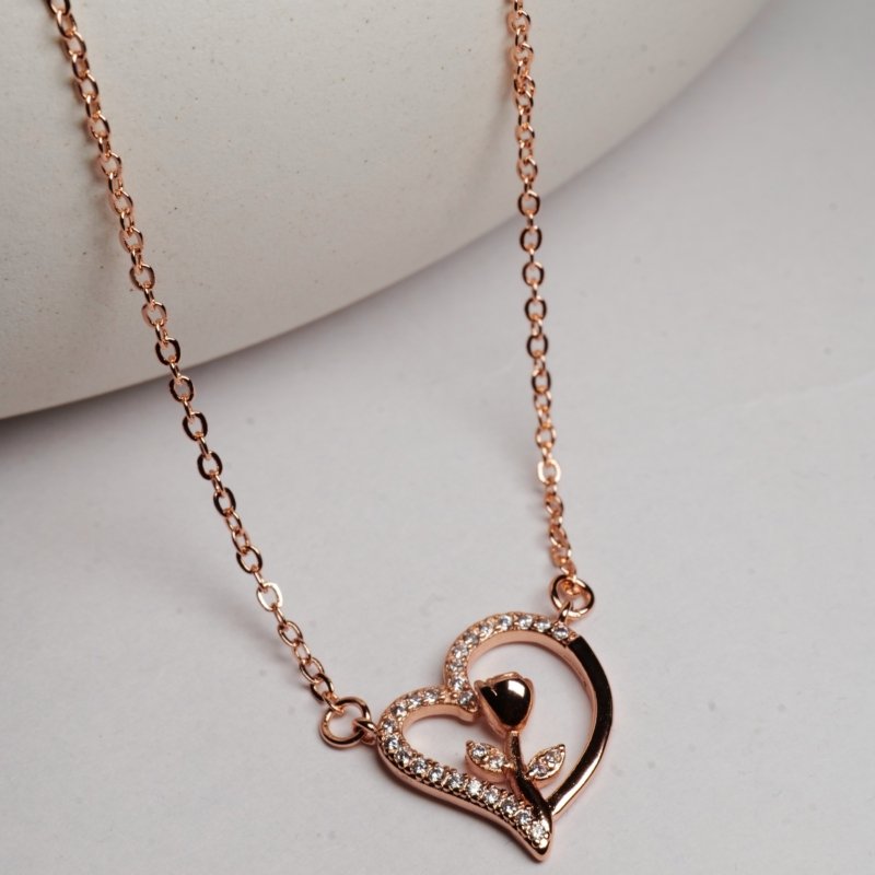 Dazzling Heart and Rose Necklace - Image 2