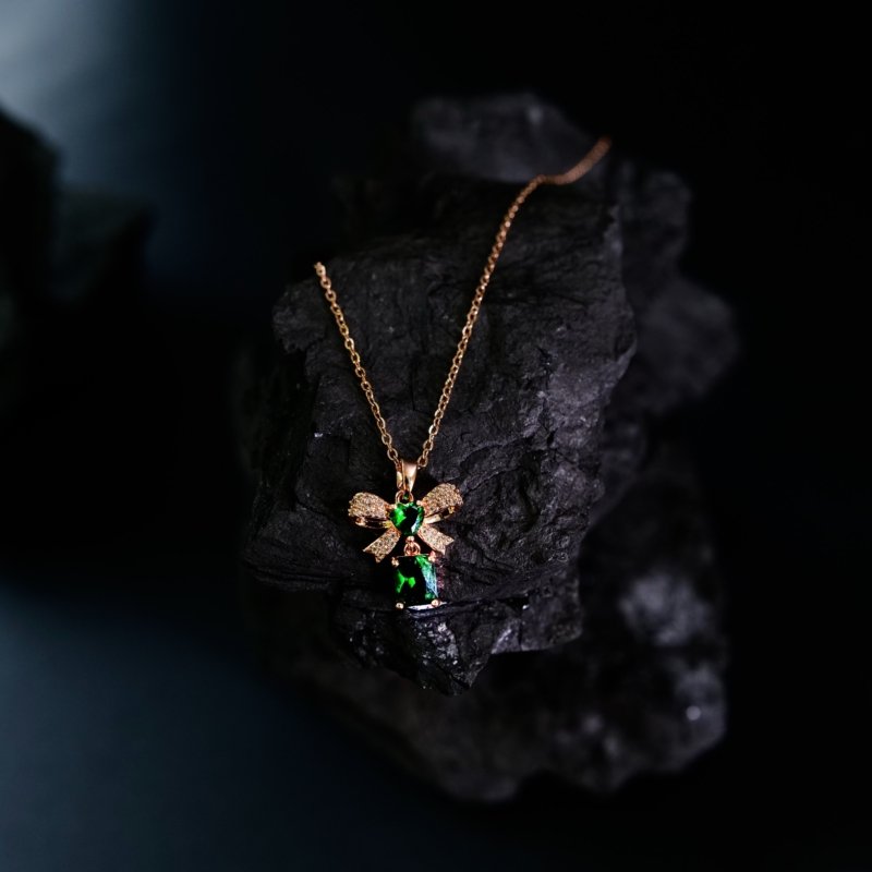 Emerald Green Bow Necklace