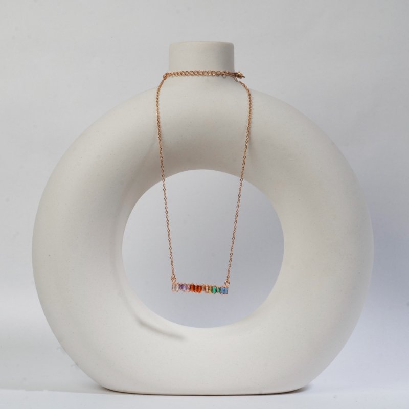Multi Color Shimmering Diamonds Necklace - Image 3