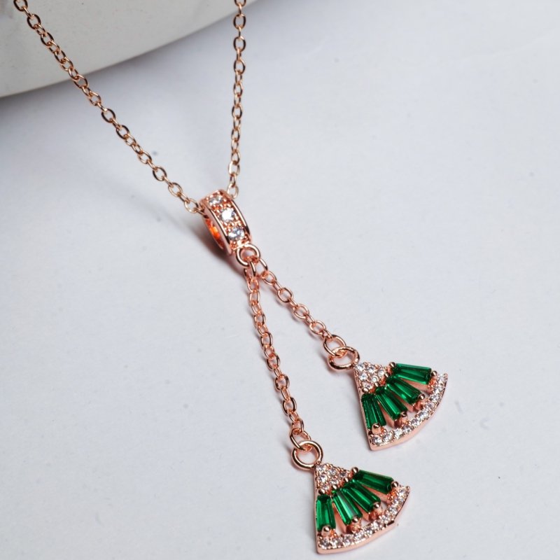 Premium Green Cut Diamonds Necklace - Image 2