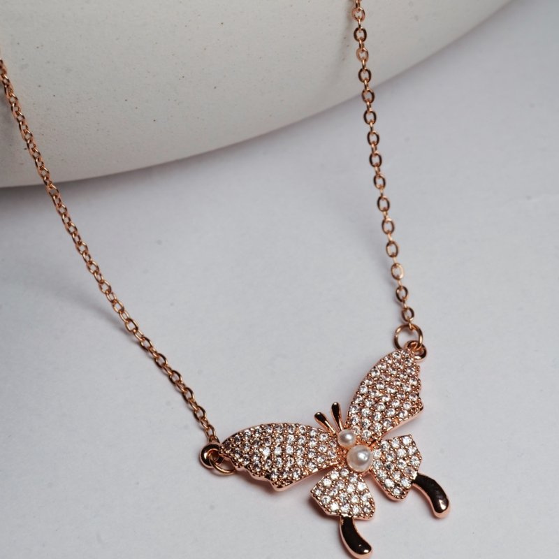 Premium Shimmering Butterfly Necklace - Image 2